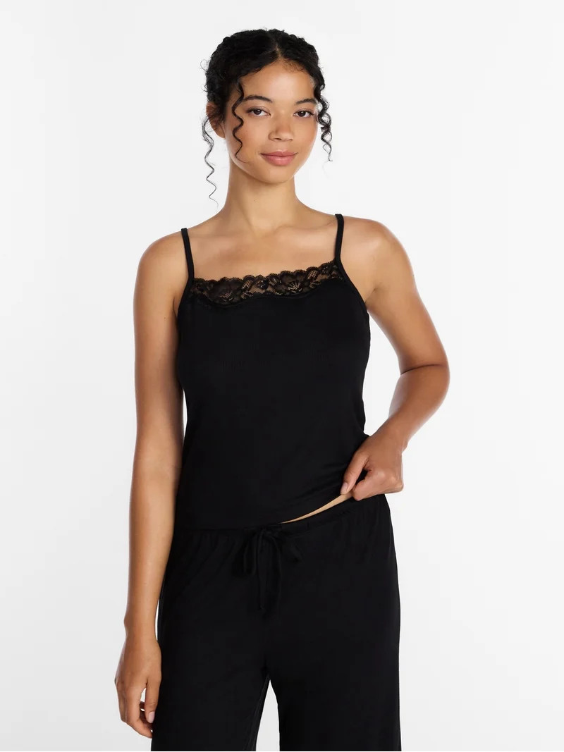 Joyspun Women\u2019s Lace Trim Ribbed Modal Cami, Sizes XS-3X | Walmart (US)