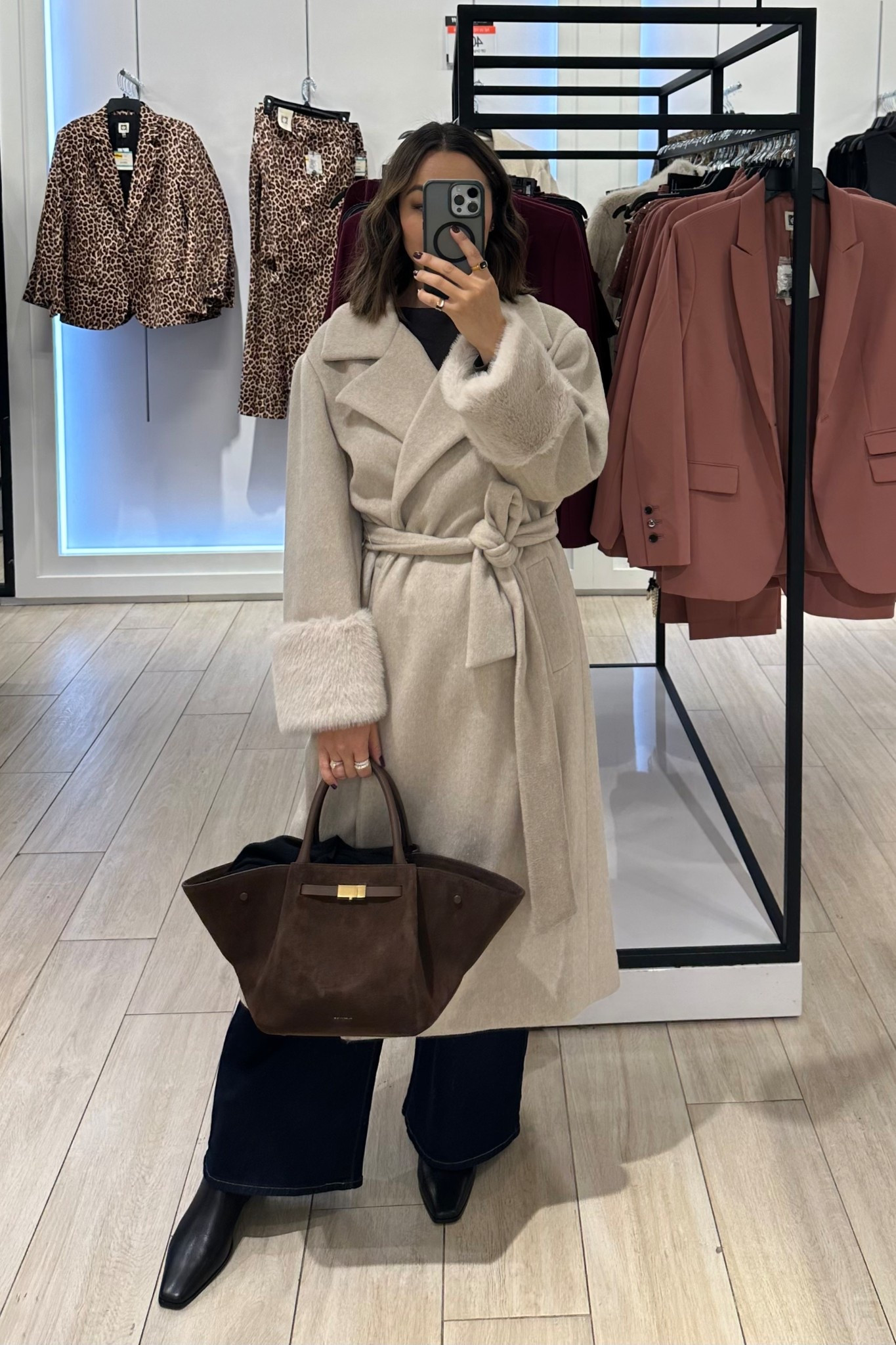 NYC shopping - tried on this gorgeous coat! They didn’t have my size but love this as a dressy winter coat. 30% off (sizes m-L only) 

Spent 12 hours in these boots and then were so comfy! No break in required 

#LTKHoliday #LTKSaleAlert #LTKootd