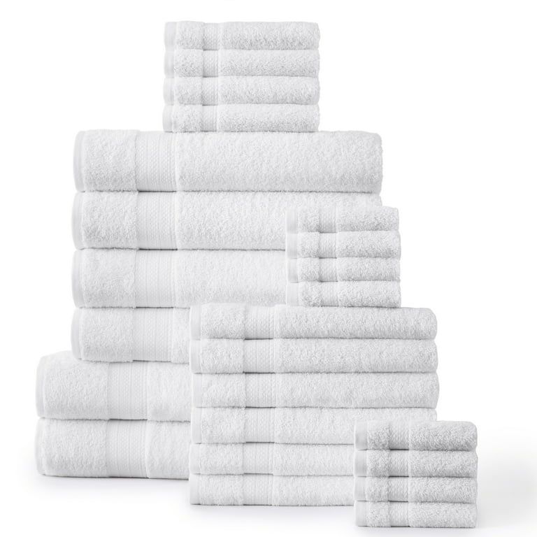24PC Bath Towel Set (2 Sheets, 4 Bath, 6 Hand, 4 Fingertip & 8 Wash) - White, Addy Home Best Valu... | Walmart (US)