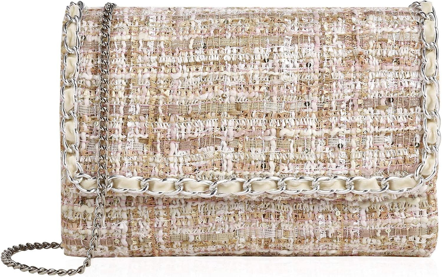 Women Weave Fabric Clutch Bags With Detachable Chain Strap Wedding Cocktail Party Bag | Amazon (US)