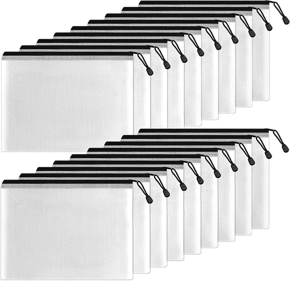 SUNEE Plastic Mesh Zipper Pouch 7x11 in (Black, 18 Packs),Extra Large Water-Resistant Zip Bag for... | Amazon (US)