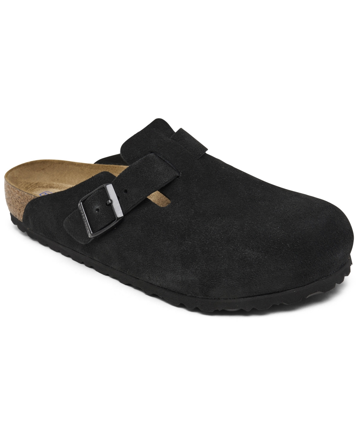 Birkenstock Men's Boston Soft Footbed Suede Leather Clogs from Finish Line - Black | Macy's
