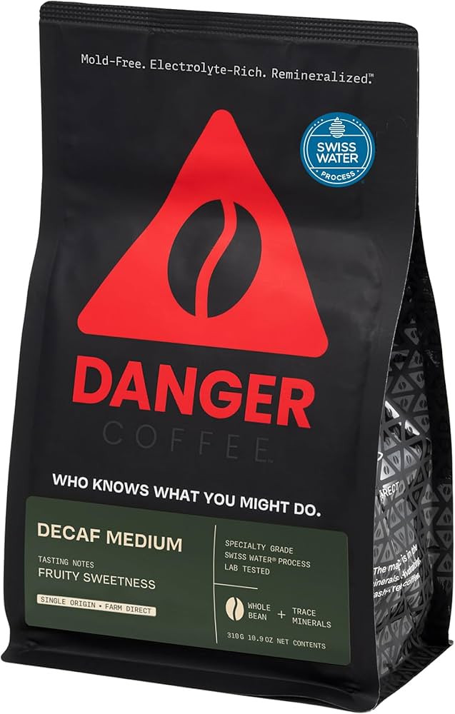 Danger Coffee by Dave Asprey, Remineralized, Mold Free & Lab Tested Swiss Water Decaf Whole Bean ... | Amazon (US)
