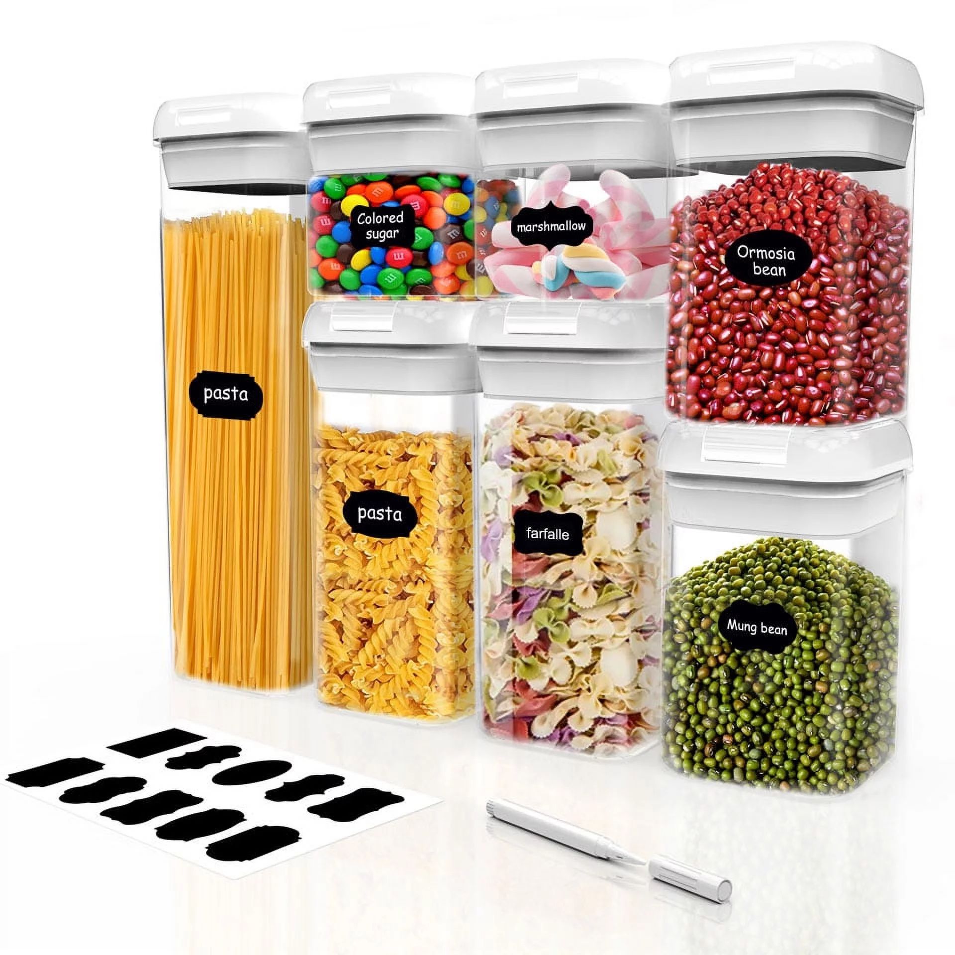 Airtight Food Storage Containers, 7 Pieces BPA Free Plastic Cereal Containers with Easy Lock Lids... | Walmart (US)