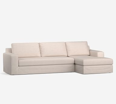 Big Sur Square Arm Slipcovered Sofa Chaise Sectional | Pottery Barn (US)
