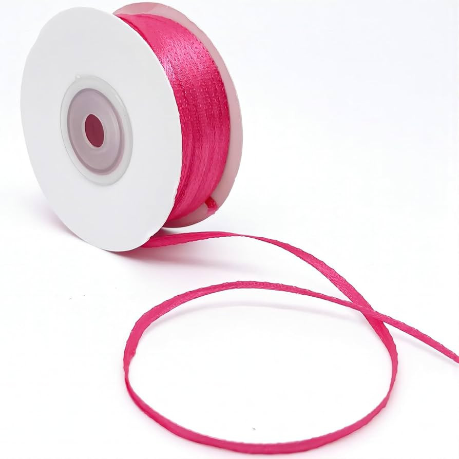 Hot Pink Ribbon - Solid Color Thin Satin Ribbon,1/8 inch x 100 Yards Double Face Gift Ribbon for ... | Amazon (US)