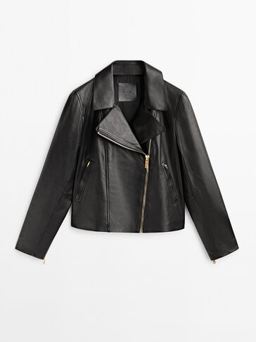 Nappa leather biker jacket | Massimo Dutti UK