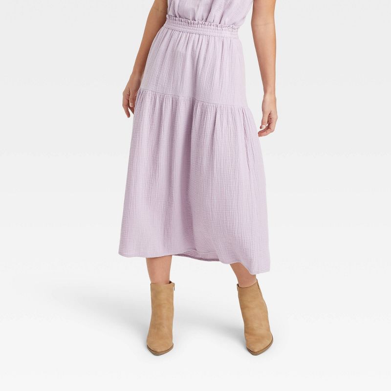 Women's Gauze Tiered Midi A-Line Skirt - Universal Thread™ | Target