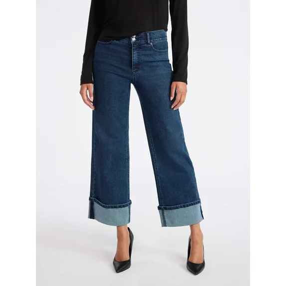 Sofia by Sofia Vergara Women's and Women's Plus Margot Wide Crop Super High Rise Jeans, 27" Insea... | Walmart (US)