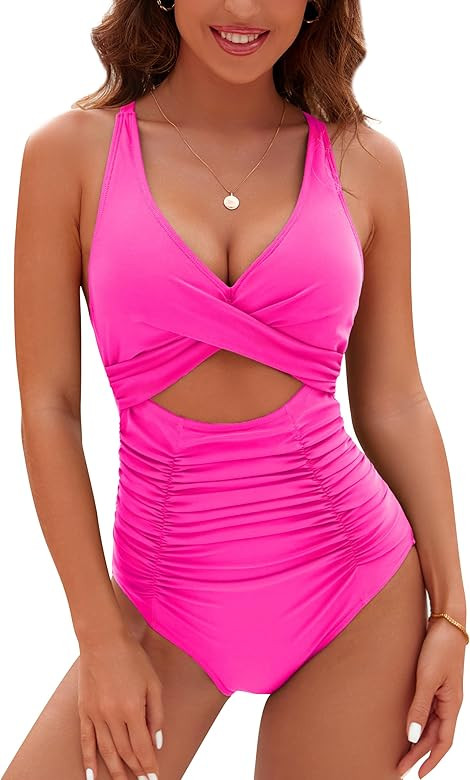 Blooming Jelly Womens One Piece Swimsuits Push Up Tummy Control Bathing Suit Cutout Ruched Slimmi... | Amazon (US)