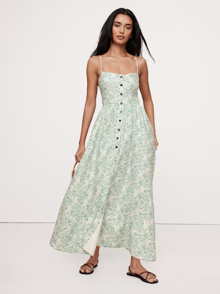 Linen Corset Long Midi Dress | Banana Republic (US)