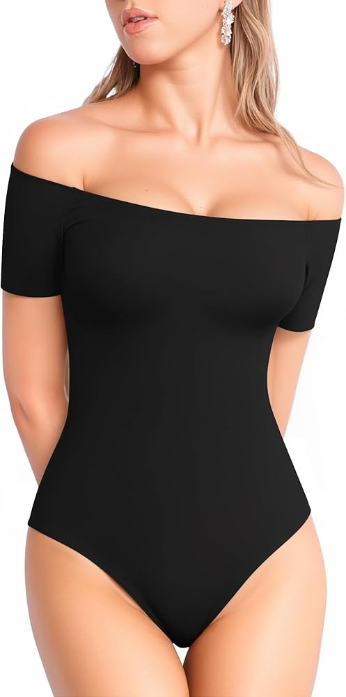 MANGOPOP Off The Shoulder Long Sleeve Short Sleeve Bodysuit for Women | Amazon (US)
