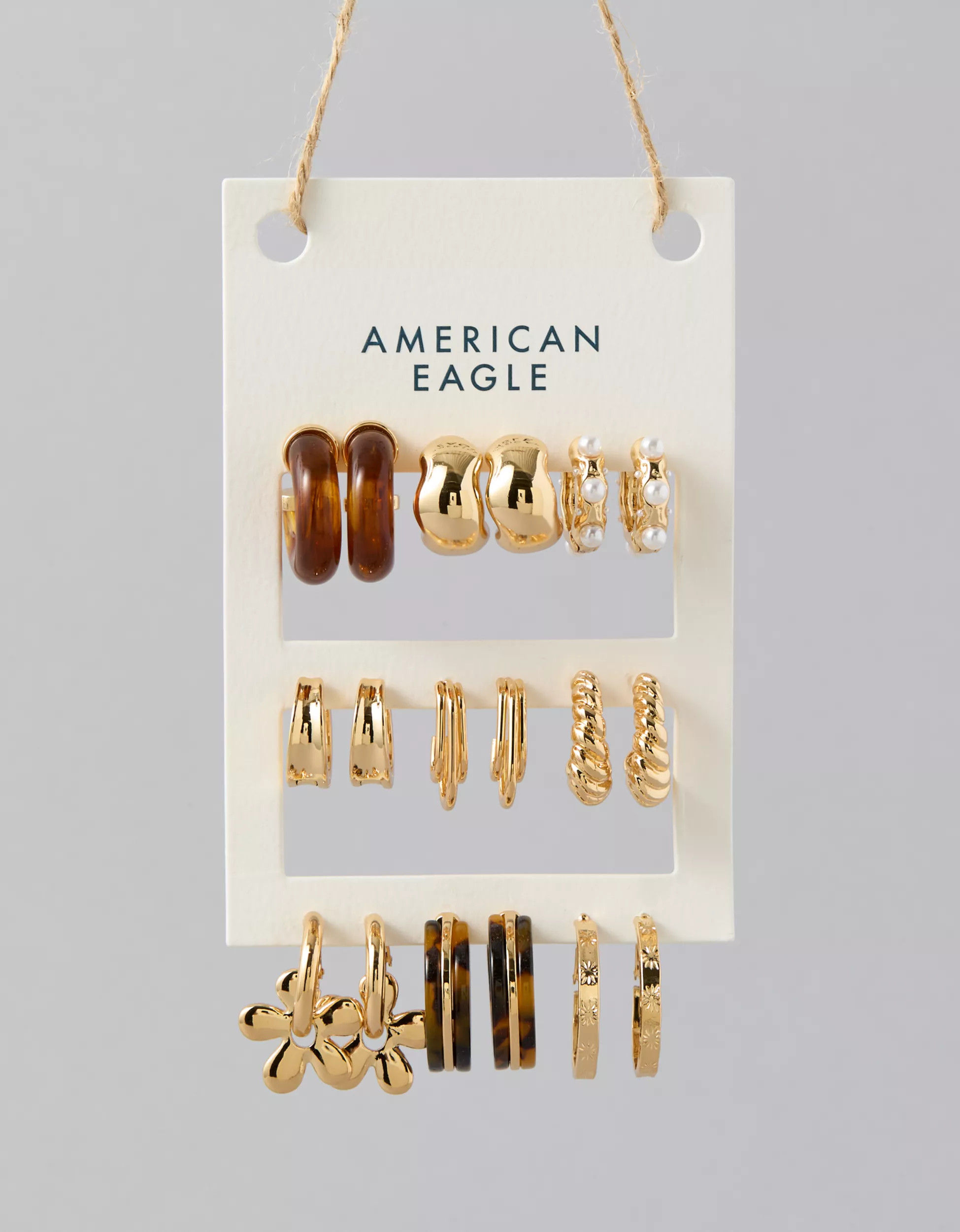 AEO Tortoise Shell Earring 9-Pack | American Eagle Outfitters (US & CA)