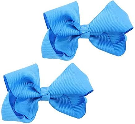 3 Inch Grosgrain Bow for Little Girls- Set of 2 (Blue) | Amazon (US)