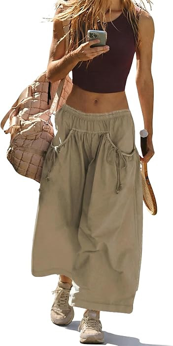 Women's Summer Hiking Pants Loose Wide Leg Quick Dry Track Pant with Big Ruched Pocket for Outdoo... | Amazon (US)
