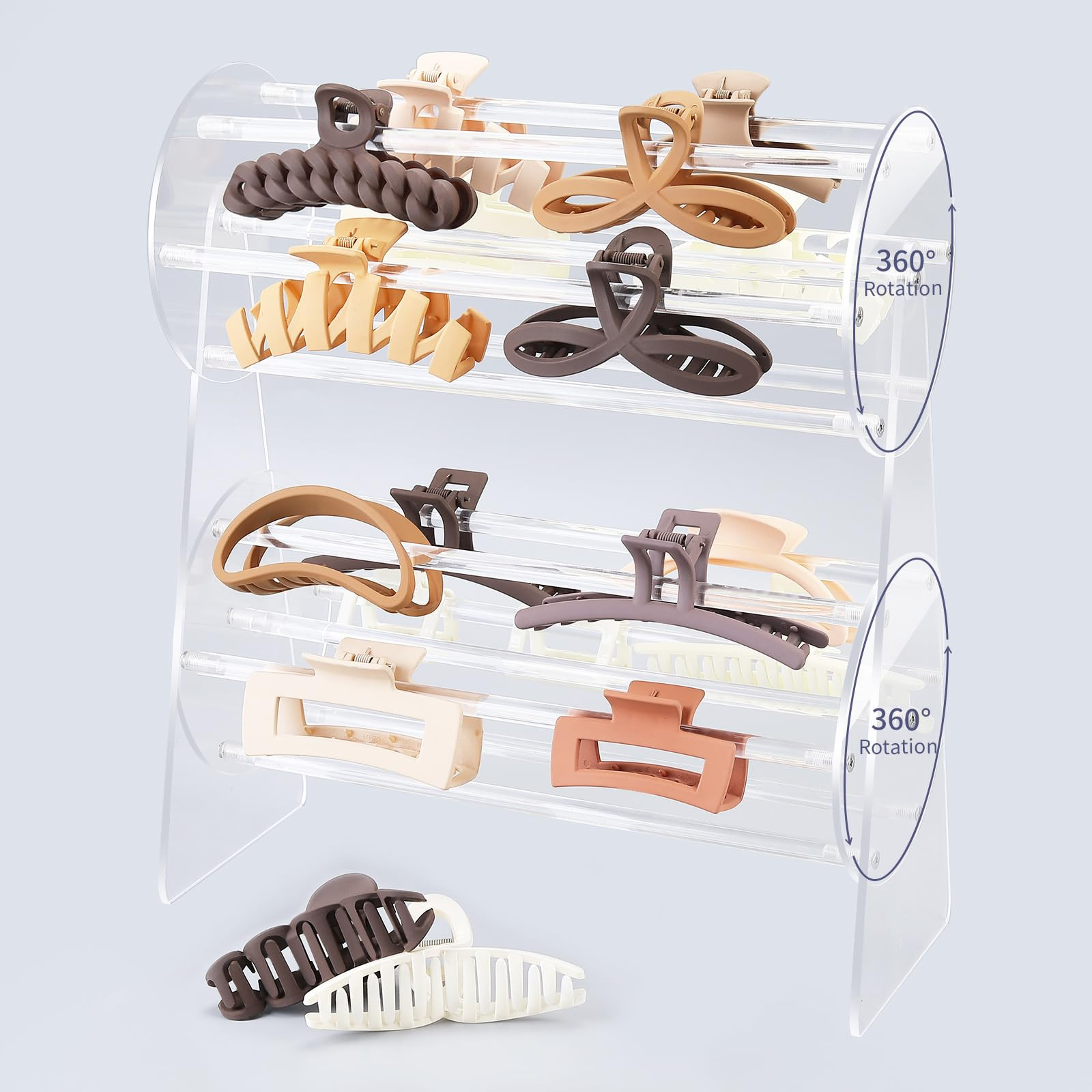 SNOWSTAR Acrylic Claw Clip Organizer Holder,360-Degree Rotating Claw Clip Holder and Storage,Hair... | Amazon (US)