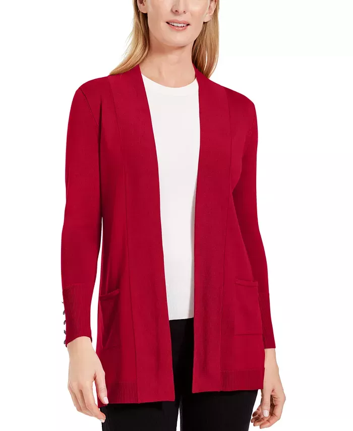 Jm Collection Women's Open-Front Pocket Long Cardigan, Created for Macy's