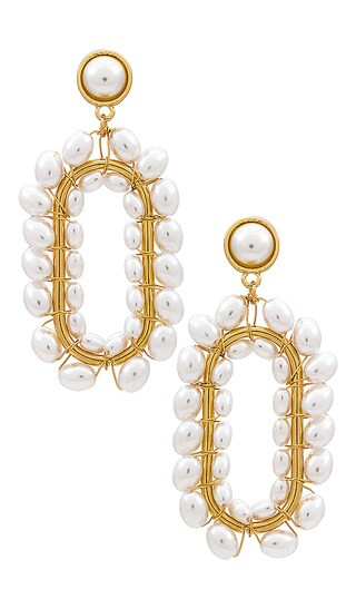 Pearl Oval Earrings in Gold | Revolve Clothing (Global)