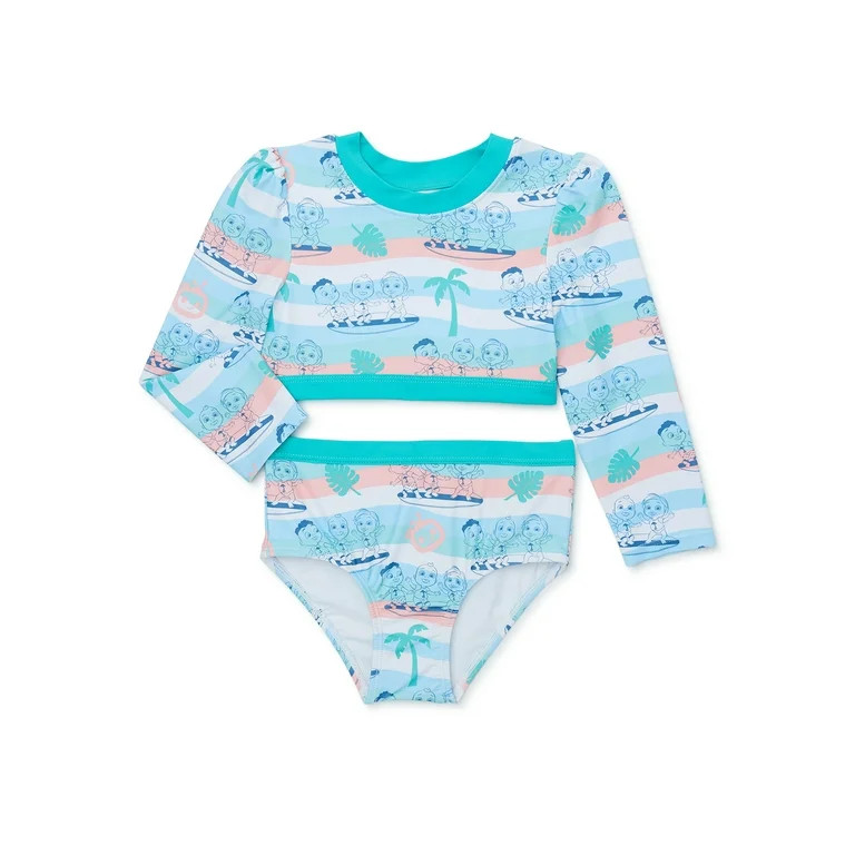 Character Toddler Girl Long Sleeve Rashguard Swim Set, Sizes 12M-5T | Walmart (US)