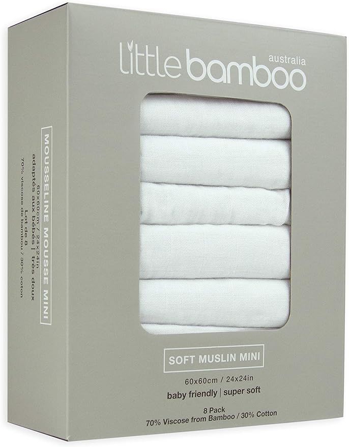 Little Bamboo Muslin Squares Pack, White, 8 Count | Amazon (UK)