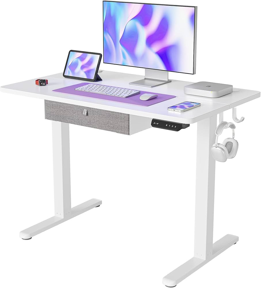 FEZIBO 40 x 24 Inches Standing Desk with Drawer, Adjustable Height Electric Stand up Desk, Sit St... | Amazon (US)