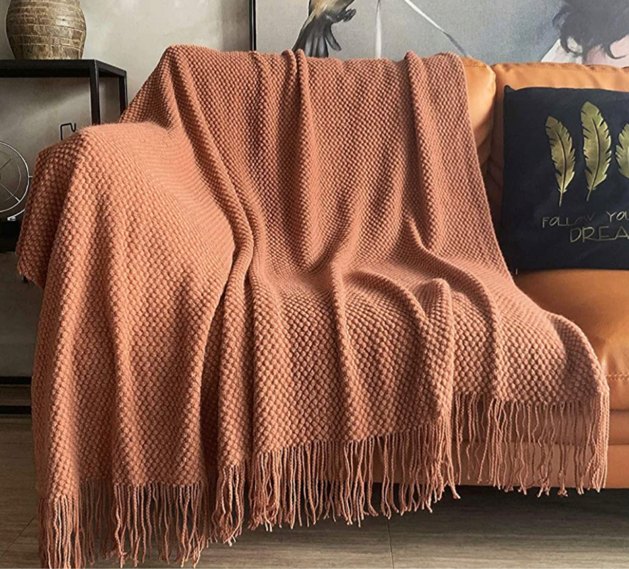 Carmel color  Knitted Throw Blanket with Tassels Bubble Textured Lightweight Throws for Couch Cover Home Decor

#LTKhome #LTKFind #LTKGiftGuide