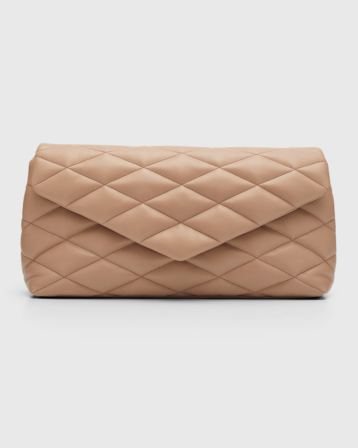 Sade Puffy Large YSL Clutch Bag in Quilted Smooth Leather | Neiman Marcus