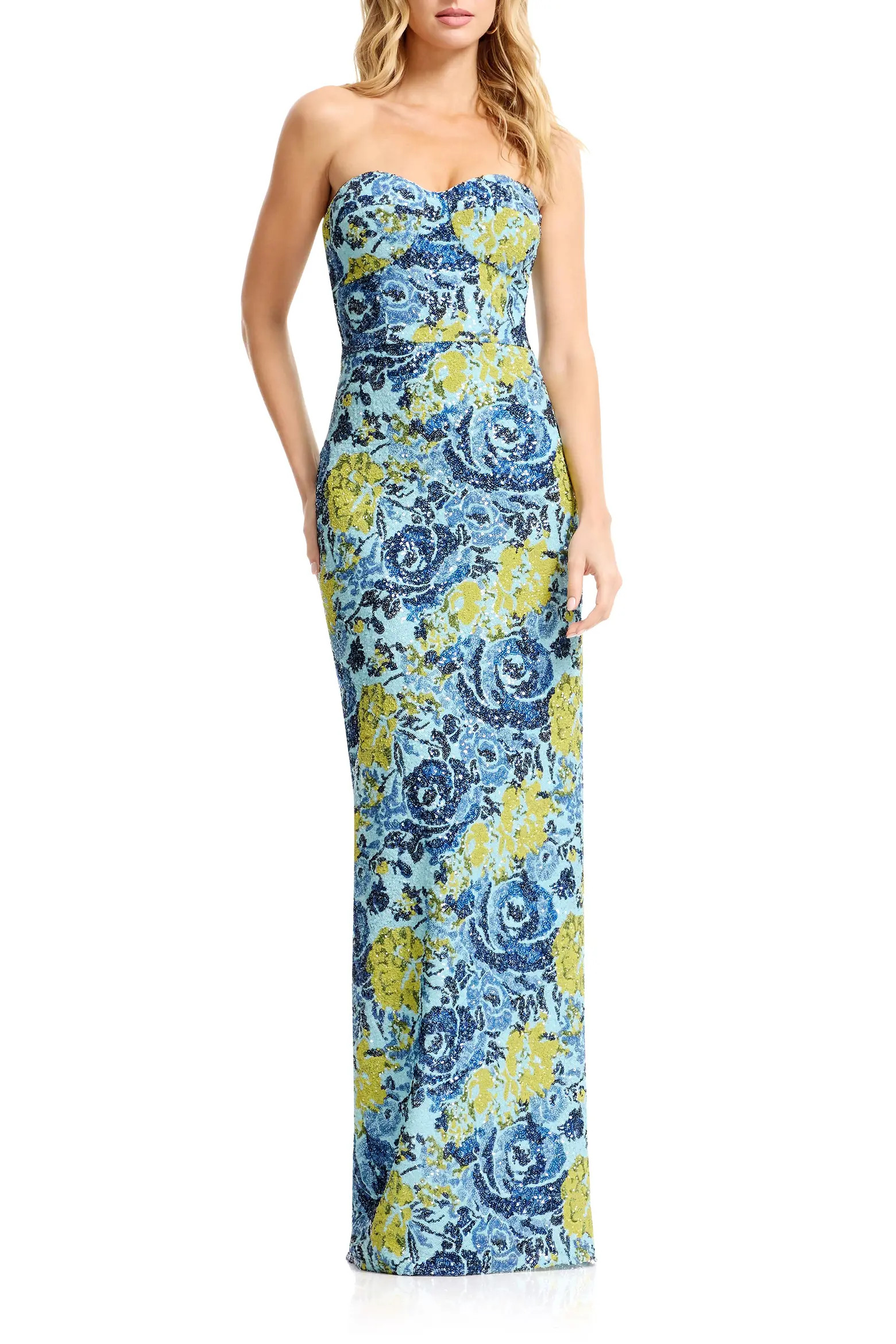 Vada Beaded Floral Strapless Column Gown (Women) | Nordstrom | Nordstrom