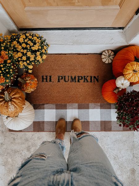 Fun Fall DIY Project is up on my stories! 🍂🎃

I made 2 doormats and starting with the fall one first!
I'm all for simple and the "Hi, pumpkin" was so cute! I only saw hello, hi there and hey there pumpkin doormats to purchase..
I used a measuring tape and painters tape to mark the center of the mat and make a straight line.

#LTKHoliday #LTKSeasonal #LTKHalloween