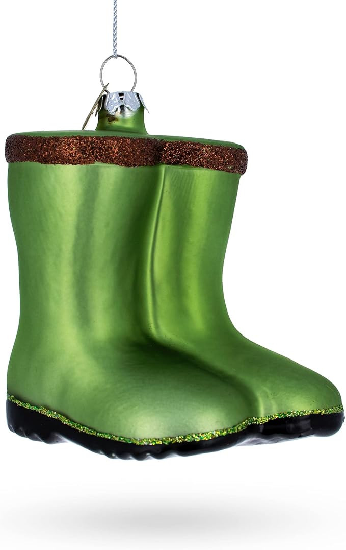 Green Rubber Boots Blown Glass Christmas Ornament | Amazon (US)