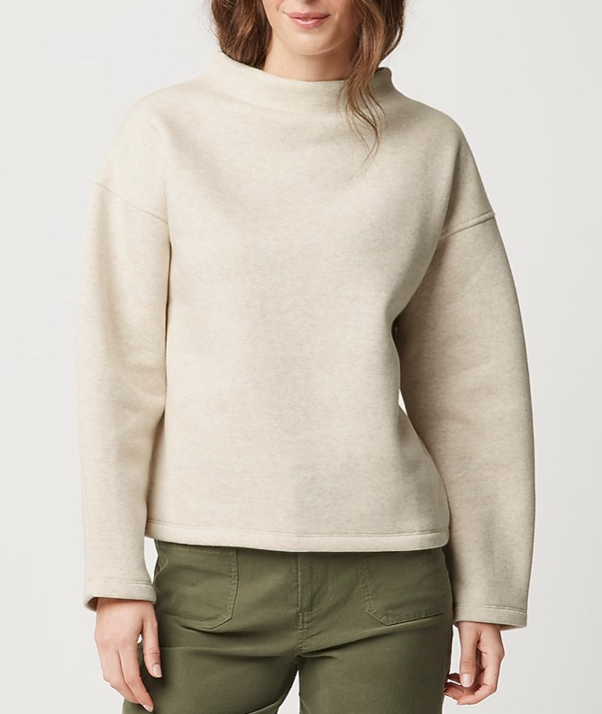 Cream mock neck sweatshirt 

#LTKSeasonal #LTKSaleAlert #LTKFindsUnder50