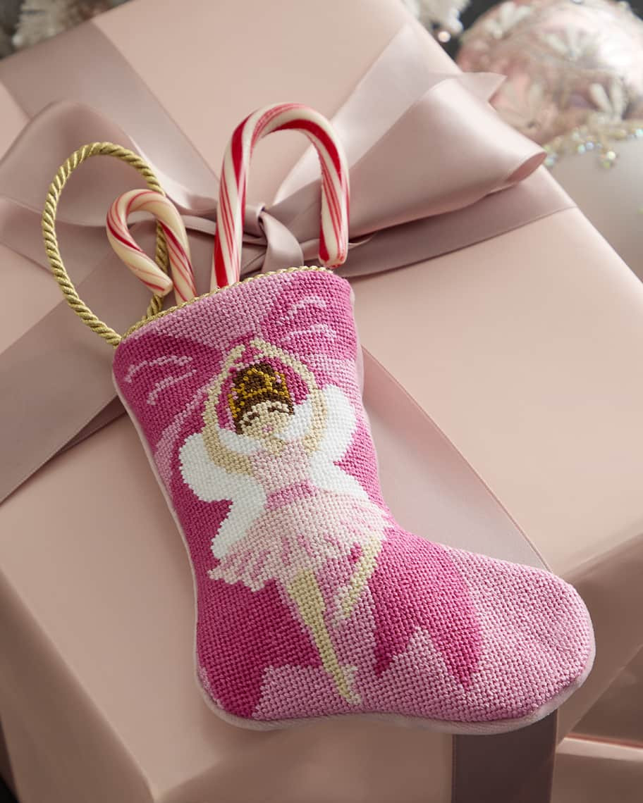 Bauble Stockings x Sainty Nelsen "The Brianna White Ballerina" Mini Bauble Stocking | Neiman Marcus