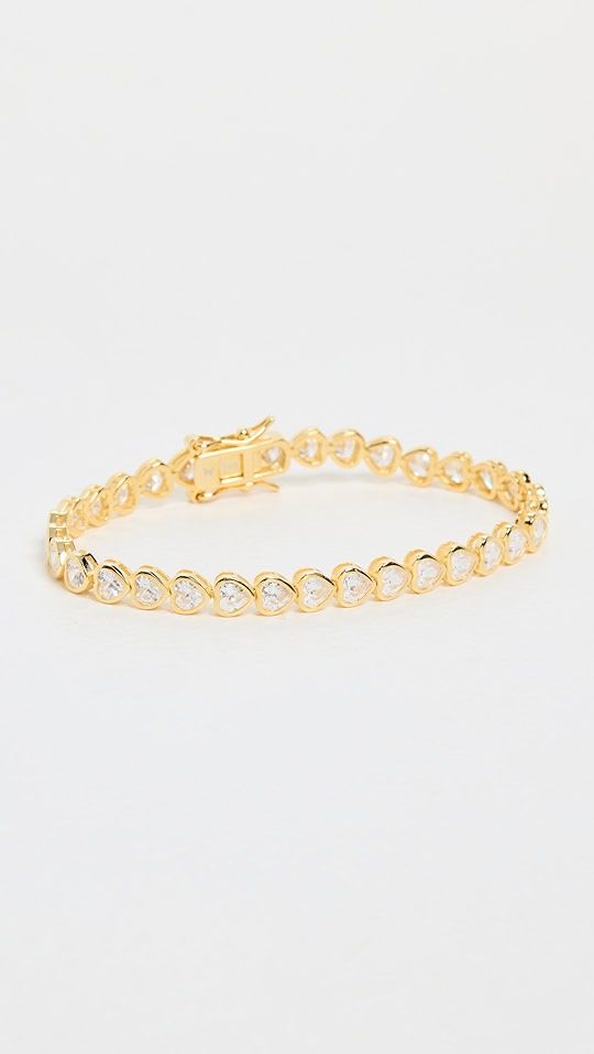 By Adina Eden Heart Bezel-Set Tennis Bracelet - Gold | SHOPBOP | Shopbop