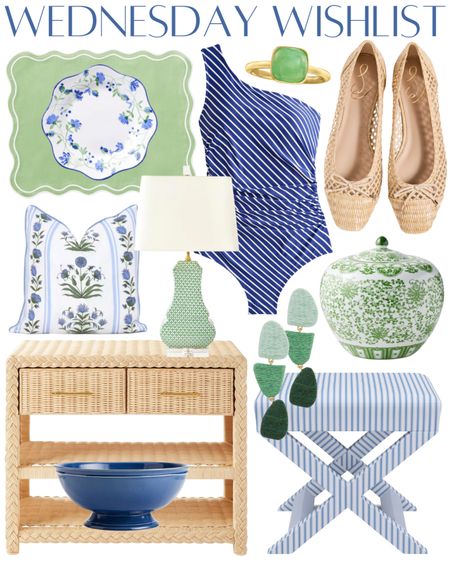 Blue and green home decor finds Spring decor woven flat shoes asymmetrical one piece bathing suit scalloped placemats floral pillow x bench earrings 

Tuckernuck Jcrew Williams-Sonoma

#LTKstyletip #LTKhome