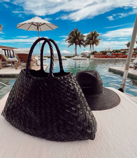 woven leather bag & hat with SPF 

#LTKSeasonal