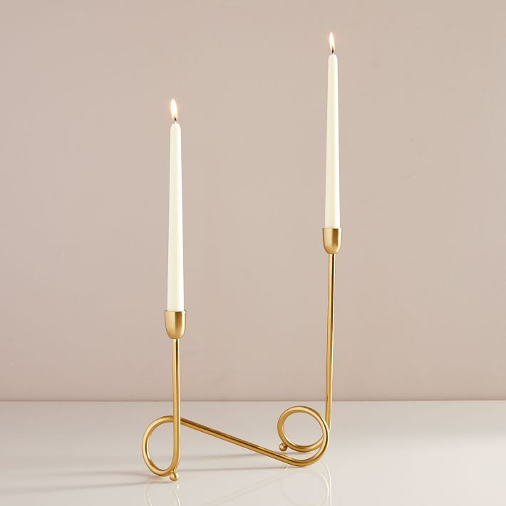 Loop Polished Brass Candelabra | West Elm (US)