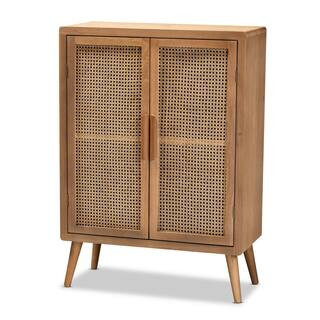 Baxton Studio Alina Oak 2-Door Accent Storage Cabinet 162-10554-HD - The Home Depot | The Home Depot