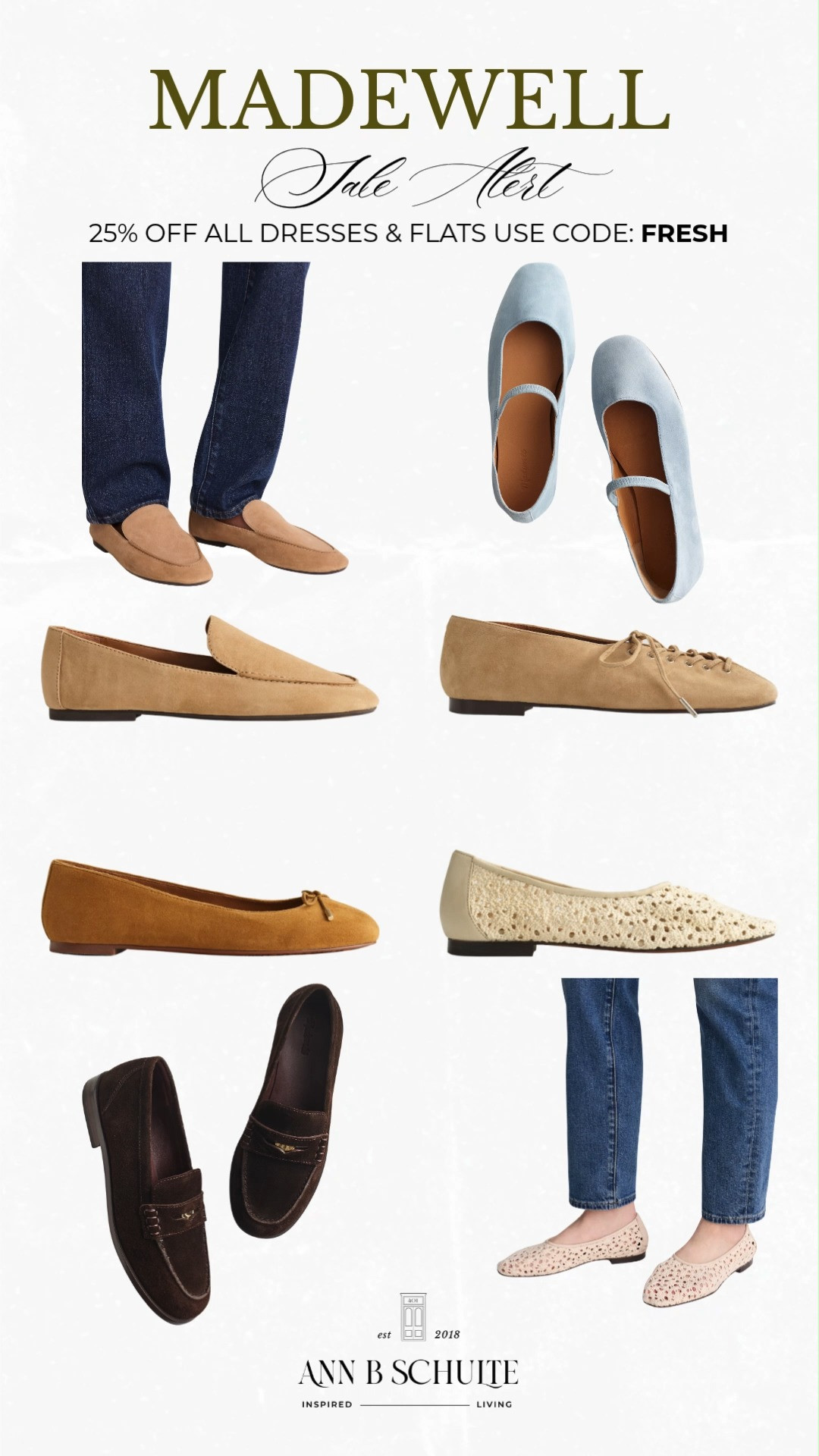 Madewell flats shine in the 25% off all dresses and flats sale with code FRESH. Step into sunny style bliss. ☀️👟🌸
#MadewellFlats #MadewellSale #25OffFlats #DressesAndFlats #SpringFlats #FreshCode #LTKSale #OOTDFlats #FlatsStyle #SaleFinds 

 #LTKootd #LTKSaleAlert