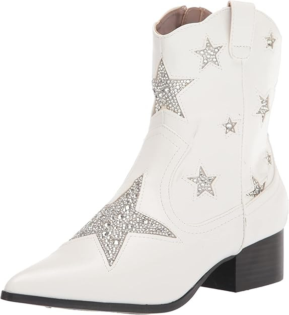 Amazon.com | Betsey Johnson Women's Edison Western Boot, White, 8.5 | Ankle & Bootie | Amazon (US)