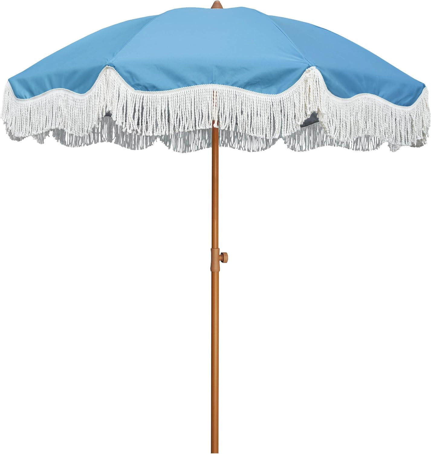 AMMSUN Boho Fringe Umbrella Outdoor Patio, 6.5ft UPF50+ Picnic Umbrella with Tassels with Steel P... | Amazon (US)