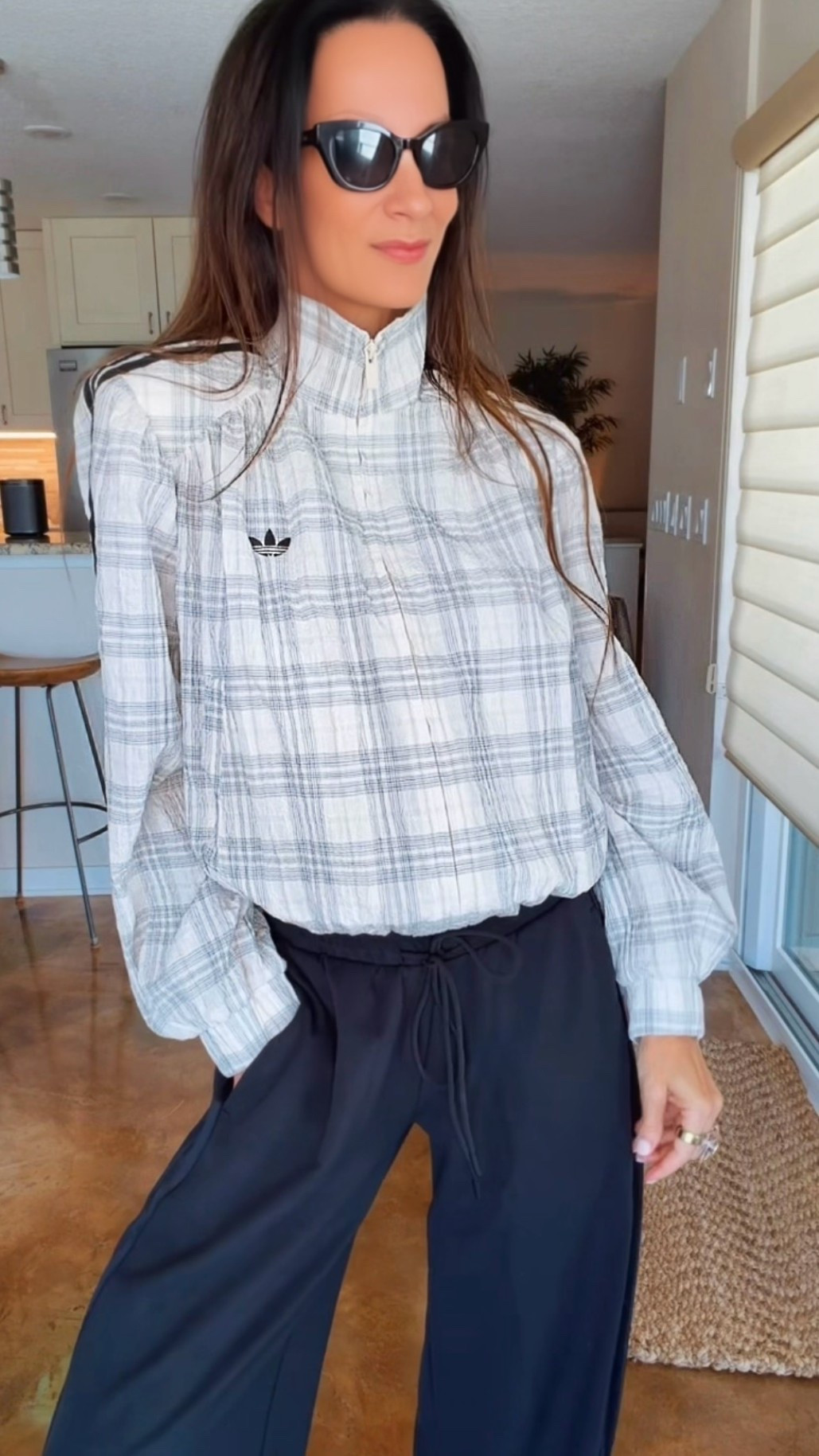 adidas understood the assignment… sporty, but make it fashion. 🤎

These all-new barrel pants may officially be the softest pants I’ve ever put on—and the subtle adidas stripes down the sides make them feel extra elevated. I paired them with a cropped tank and this plaid adidas jacket complete with shoulder pads, a mock neck and an adjustable hem you can cinch for more of a bubble shape.

Finished with adidas Mary Janes and my Dior sunnies because apparently we’re accessorizing for the gym now. 😂

#adidasstyle #SportyChic #BarrelPants #EverydayStyle #NicoleColee

#LTKootd #LTKdayinmylife #LTKgrwm