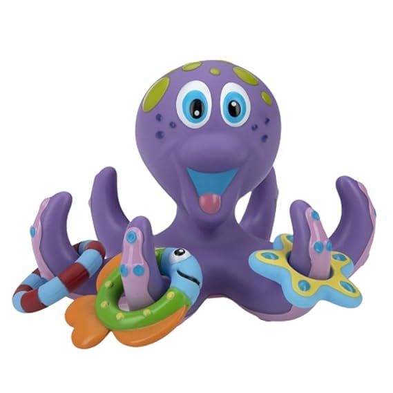 Nuby Floating Octopus Toy with 3 Hoopla Rings - BPA Free Baby Bath Toy for Boys and Girls - 18+ M... | Amazon (US)
