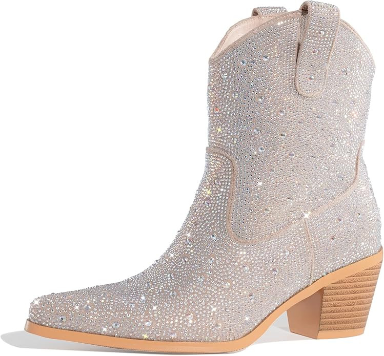 Lumeheel Women's Rhinestone Boots Sparkly Cowgirl Boots Western Bling Cowboy Boots for Women Glit... | Amazon (US)