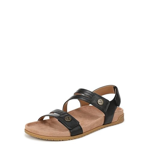 Vionic Essie Strappy Sandals Black Leather 10 W | Amazon (US)