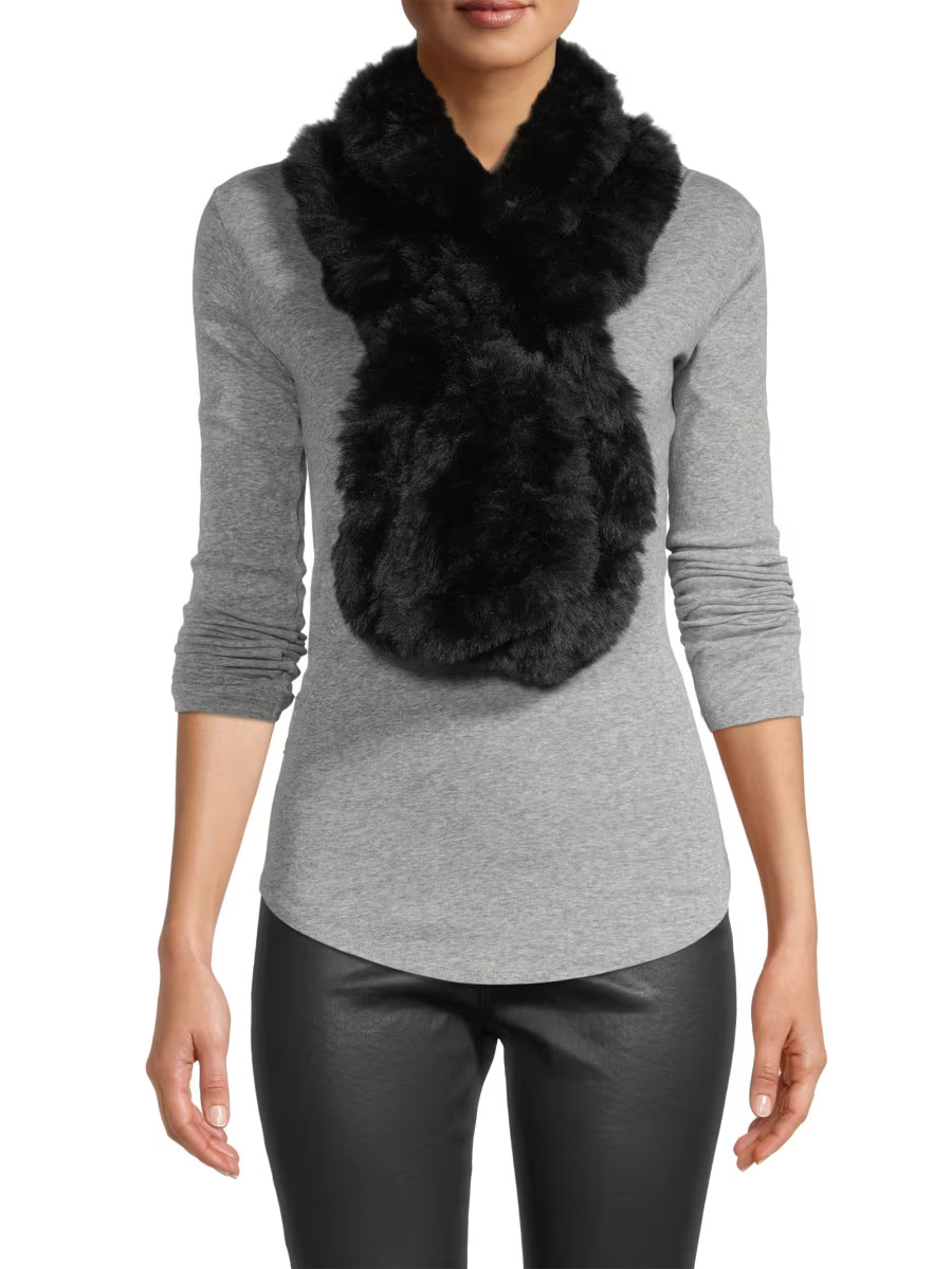 Faux Rex Rabbit Fur Knit Ruffle Pull Scarf | Saks Fifth Avenue (UK)
