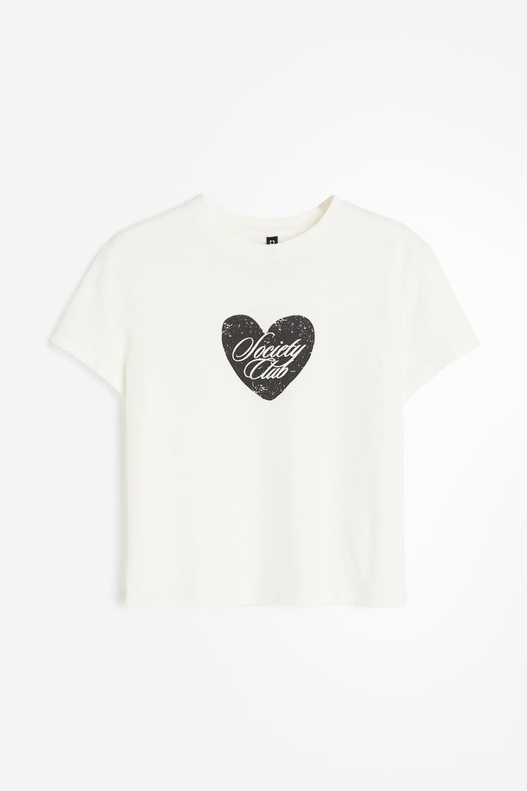 Society Club Printed T-shirt Crop Top | H&M (US + CA)