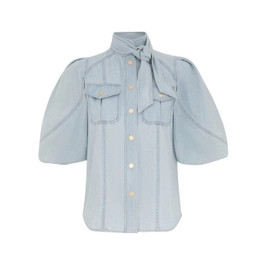 Acacia Denim Lantern Blouse | ZIMMERMANN (US, CA, EU, MENA)