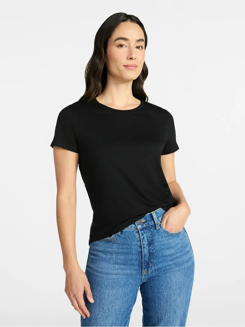 Time and Tru Women's Short Sleeve Crew Tee, Sizes 1X-4X | Walmart (US)