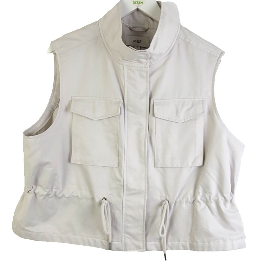 M&S Women's Sleeveless Jacket Size 18 Cotton Rich Light Natural Full Zip NEW | eBay UK