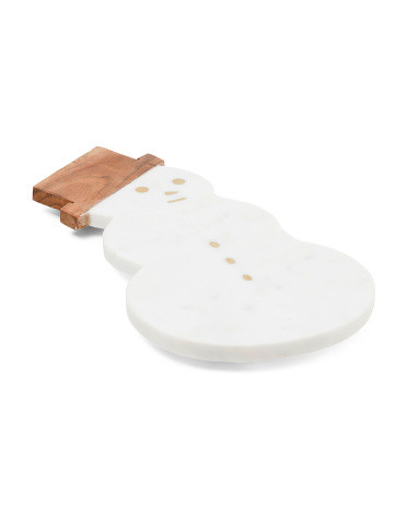 15x9 Marble Wood And Brass Snowmen Serving Board | TJ Maxx